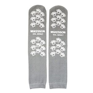 NWT 2-pair McKesson Terries Slipper Socks, Non-Slip Grip Socks, Grey, Adult XXL